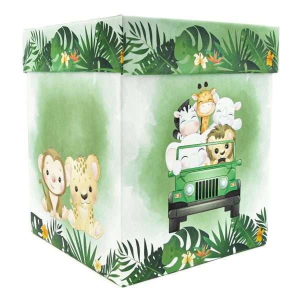 cutie dar botez baietel fetita jungle jungla leu animale masina safari verde 3