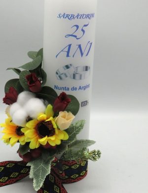 Lumanare Nunta Argint – aniversare 25 ani, model decorat – Traditional – PRIF310033
