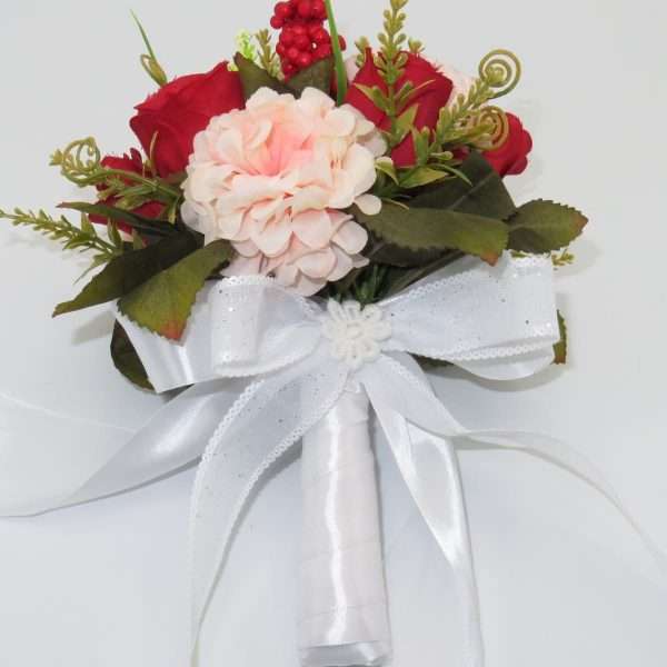 Buchet mireasa cu flori de matase trandafiri ranunculus si hortensii ILIF307157 2