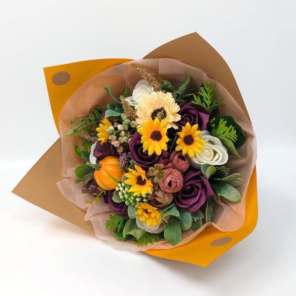 Buchet cadou cu flori de sapun, Toamna 1, galben mov – DSPH310019 (3)