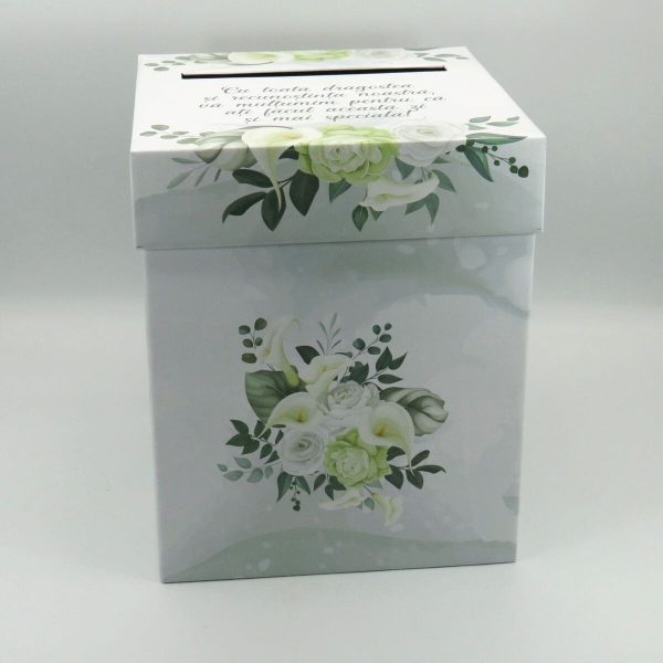 Cutie darbani Nunta nepersonalizata design floral verde model cu miri MIBC309004 3