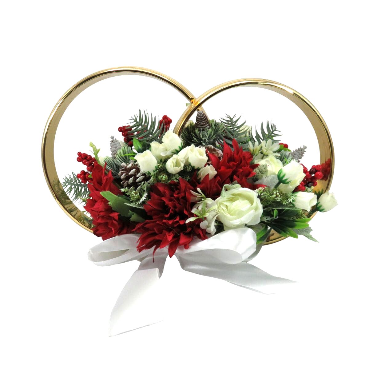 Decor masina pentru nunta iarna, verighete decorate cu flori, Poveste de Iarna ILIF311039 (3)