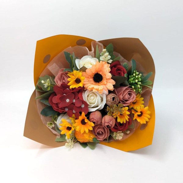 Buchet cadou cu flori de sapun, Toamna 3, galben grena – DSPH310021 (3)