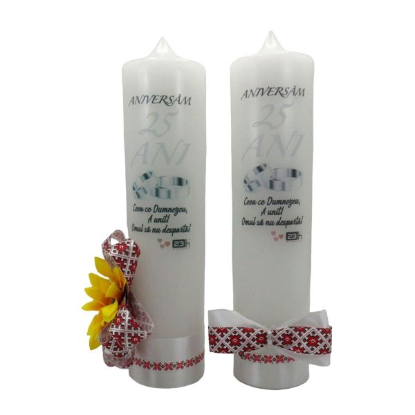 Lumanare Nunta Argint aniversare 25 ani, Traditional cu floarea soarelui ILIF310051 (6)