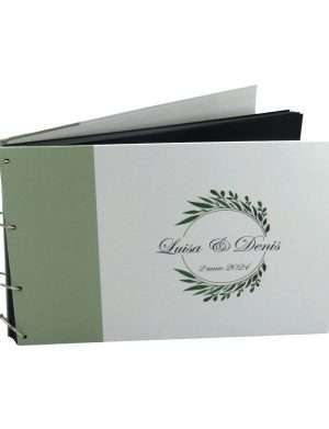 Guest Book personalizat carte mesaje invitati, model cu verde si file negre ILIF406005 (3)