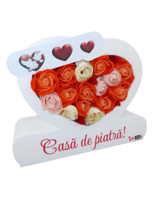 Aranjament floral cadou pentru Miri/Fini, cu trandafiri de sapun, portocaliu – ILIF307031
