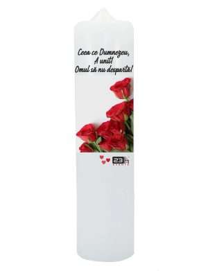 Lumanare nunta cu mesaj si Trandafiri, pentru a fi decorata cu flori naturale ILIF405003