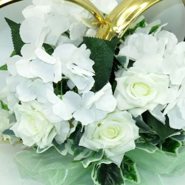 Decor masina pentru nunta, verighete decorate cu flori de matase, hortensie si trandafiri ILIF404016 (4)