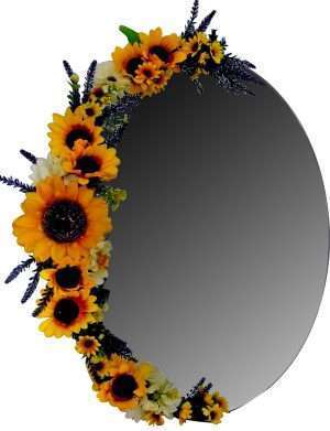 Oglinda decorata partial cu floarea soarelui din matase, 40×60 cm – FEIS002