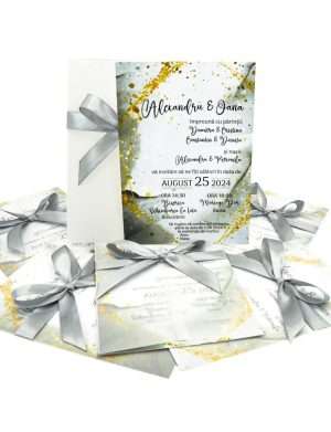 Invitație nunta model Puritate, nunațe de gri si auriu – MIBC402004