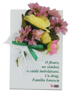 Cadou placuta lemn decorata cu flori si mesaj – ILIF203055
