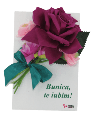 Cadou pentru bunica, placuta lemn decorata cu flori si mesaj – PRIF203058