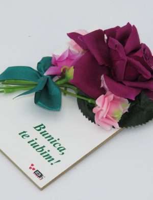 Cadou pentru bunica, placuta lemn decorata cu flori si mesaj – PRIF203058