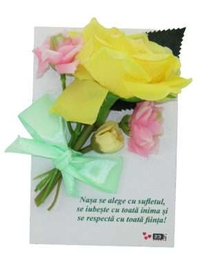 Cadou pentru nasa, placuta lemn decorata cu flori si mesaj – ILIF203056