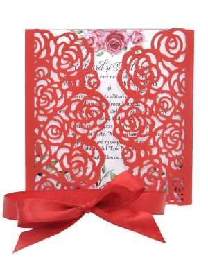 Invitatie nunta model Multirose, inchidere dubla, 14×14,5 cm, rosu – MIBC203003