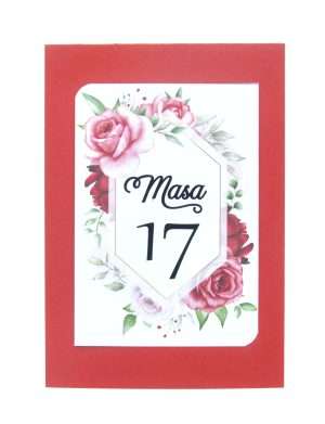 Numar Masa cu model floral, rosu si alb, model 3 – MIBC203019