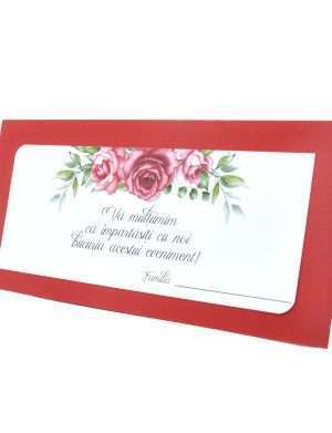 Plic de dar nunta cu model floral, alb&rosu, model 3 – MIBC203025