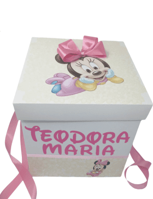 Cutie dar de botez, personalizata, Minnie Mouse – DSPH204009