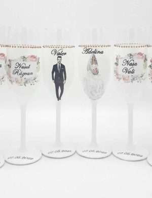 Set 6 pahare nunta personalizate pentru miri, nasi & mosi – FEIS205004