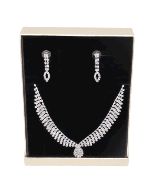 Set bijuterii mireasa, colier cu pandantiv & cercei – ILIF205019