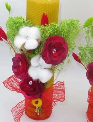 Lumanare cununie, ceara naturala decorata cu flori uscate – ILIF208017