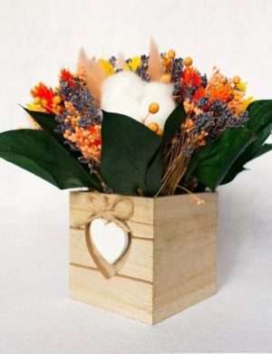 Aranjament cadou cu flori uscate, tonuri galben & portocaliu – AMB209006