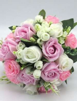 Buchet mireasa cu trandafiri roz – PRIF305051