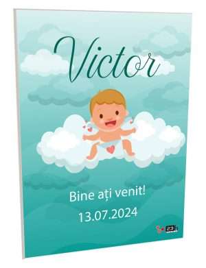 Tablou Bun Venit Botez, aniversare bebe băiețel – ILIF308109
