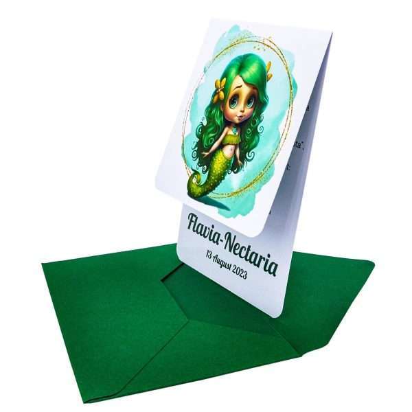 invitatie botez fetita verde sirena 5 Custom