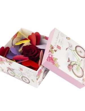 30 Motive, mesaje-inima, cutii diverse modele, cu un trandafir criogenat, multicolor – YODB1943