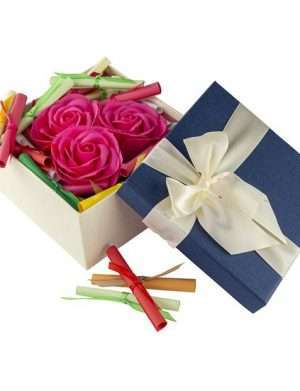 30 Motive, mesaje-sul, cu trandafiri de sapun, cutie inima, cadou persoana speciala, multicolor – YODB1944