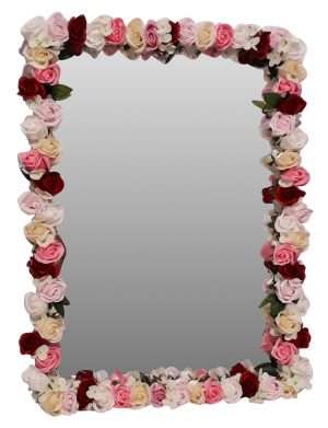 Oglinda miresei, lucrata cu flori de matase, 40×60 cm – FEIS1650