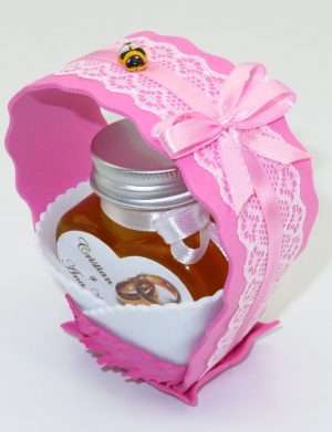 Marturii dulci cu miere, model handmade Cupe cu nectar – roz, borcan 90 gr – DSBC1681