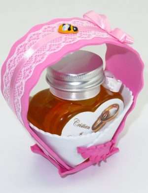 Marturii dulci cu miere, model handmade Cupe cu nectar – roz, borcan 90 gr – DSBC1681