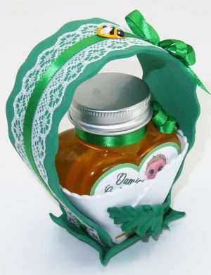 Marturii dulci cu miere, model handmade Cupe cu nectar – verde, borcan 90 gr – DSBC1670
