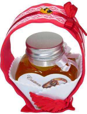 Marturii dulci cu miere, model handmade Cupe cu nectar – rosu, borcan 90 gr – DSBC1677
