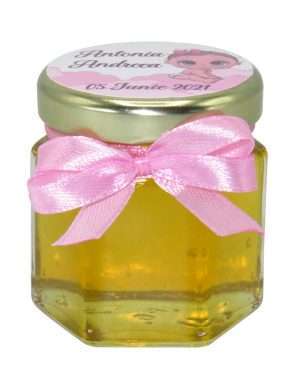 Marturii dulci cu miere, model handmade Iubire – roz, borcan 50 gr – DSBC1698