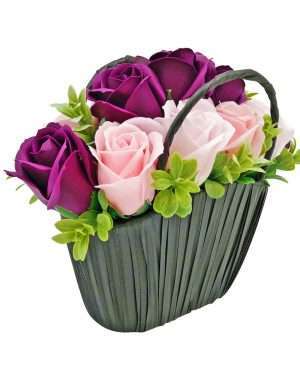 Aranjament Gentuta cu trandafiri de sapun, roz – mov, in gentuta neagra, DSPH1024