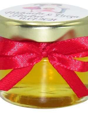 Marturii dulci cu miere, model handmade Iubire – rosu, borcan 30 gr – DSBC1668