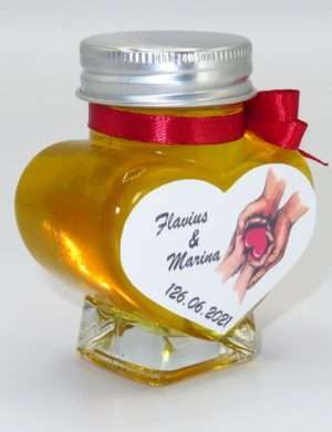 Marturii dulci cu miere, model handmade Iubire – rosu, borcan 90 gr – DSBC1633
