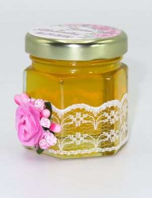 Marturii dulci cu miere, model handmade Adiere – roz, borcan 50 gr – DSBC1636