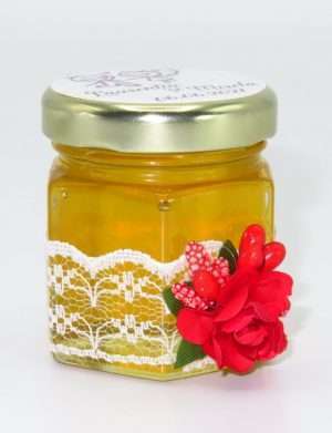 Marturii dulci cu miere, model handmade Adiere – rosu, borcan 50 gr – DSBC1642