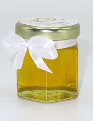 Marturii dulci cu miere, model handmade Iubire – alb, borcan 50 gr – DSBC1646
