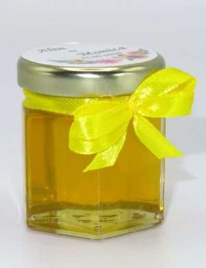Marturii dulci cu miere, model handmade Iubire – galben, borcan 50 gr – DSBC1654