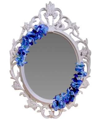 Oglinda miresei, ovala in stil victorian, lucrata cu flori de matase, 40 x 60 cm – FEIS1649
