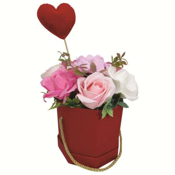 Set cadou pentru ea 3 piese ghiveci cu flori de sapun lumanare cu petale de lavanda si brosa realizata manual in Romania ILIF10105 5 1