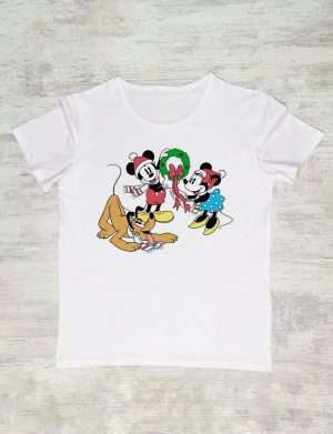 Tricou Craciun cu Mickey, Minnie si Pluto, personalizat prin DTG – ACD1108