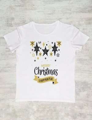 Tricou Merry Christmas & Happy New Year, personalizat prin DTG – ACD1103