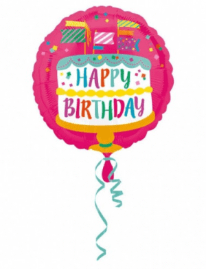 Balon folie inima 45 cm Happy Birthday Cake and Flags – FTB048