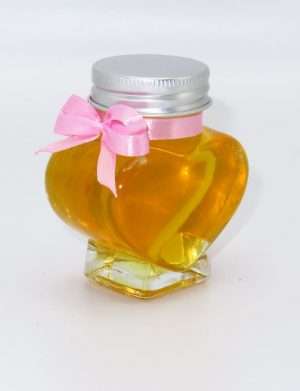 Marturii dulci cu miere, model handmade Iubire – roz, borcan 90 gr – DSBC1697